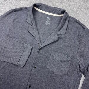 Frye Shirt Women XL Gray Long Sleeve Button Up Notch Collar Cotton Sleepwear Top
